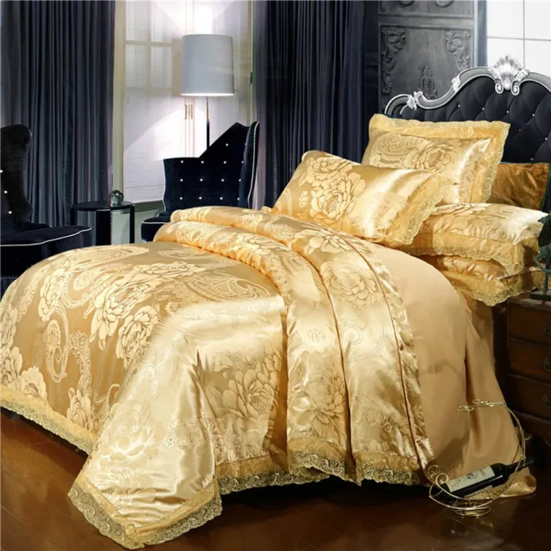 Luxury Golden Duvet Cover Set Nordic Satin