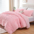 Fluffy Queen Comforter Set, Faux Fur Pink