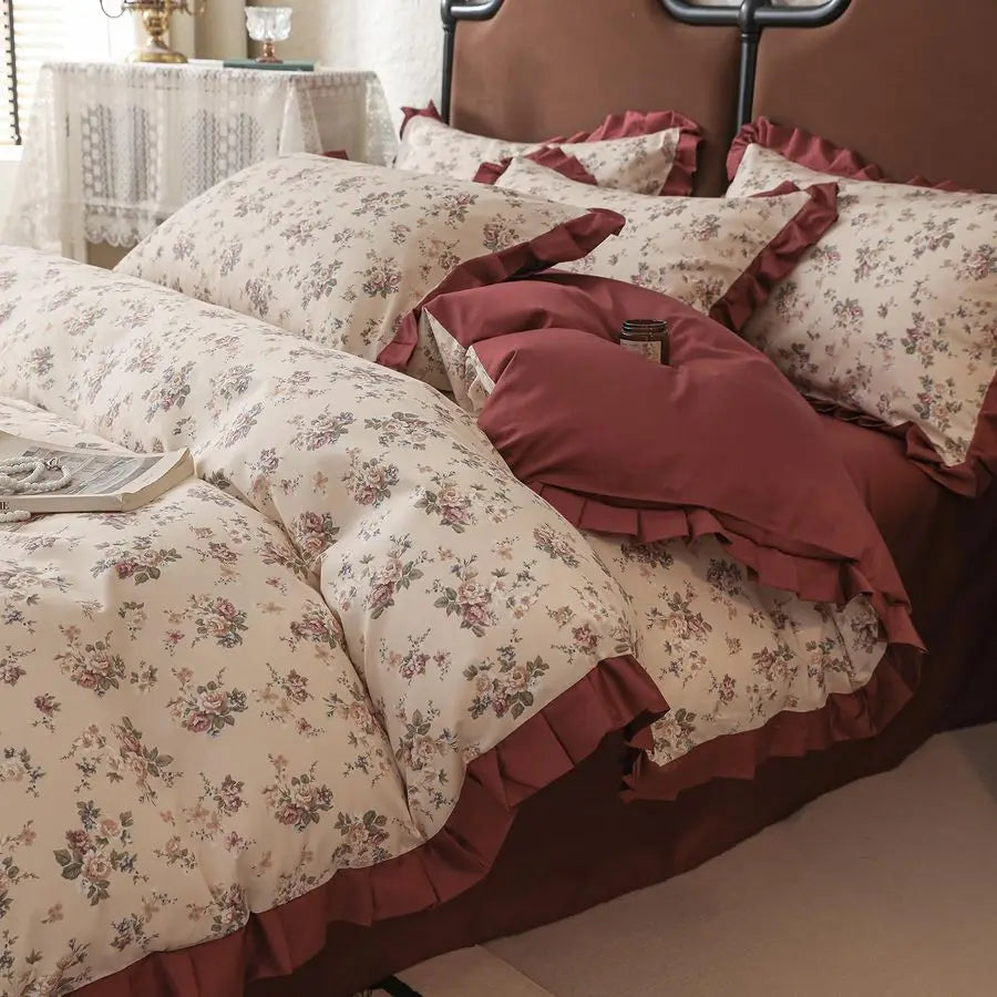 Floral Duvet Cover Set Queen 100 Cotton