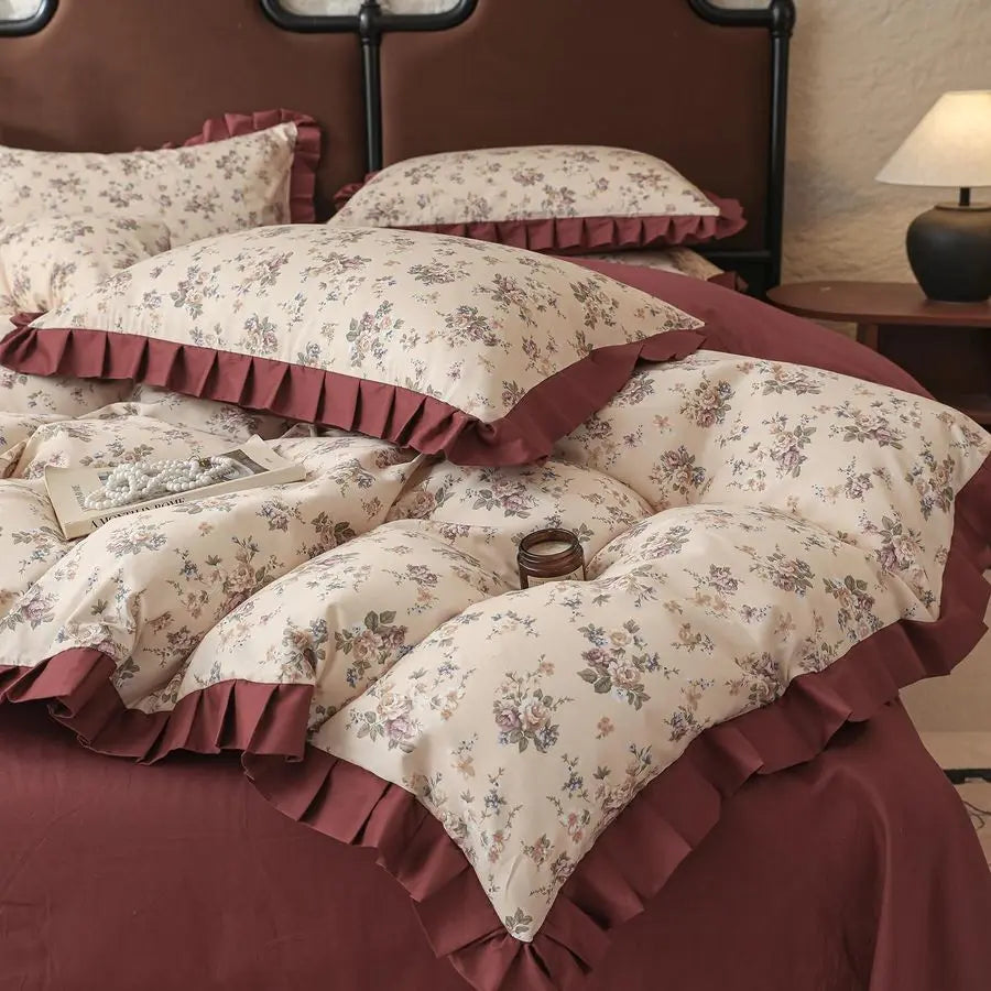 Floral Duvet Cover Set Queen 100 Cotton