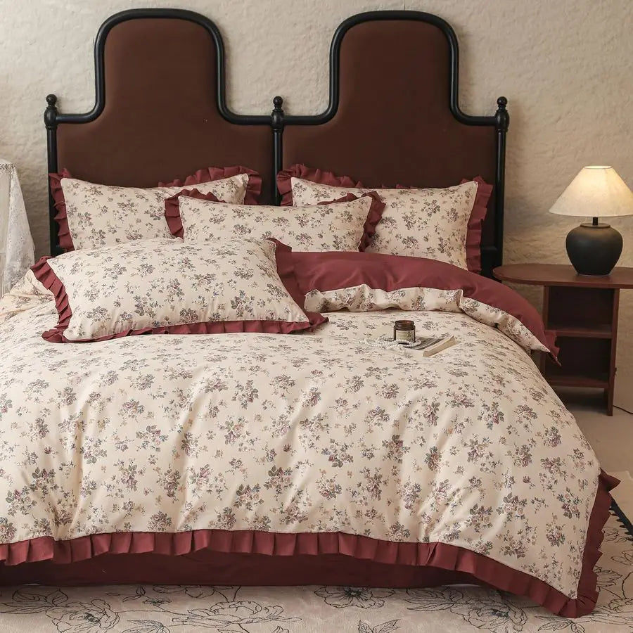 Floral Duvet Cover Set Queen 100 Cotton