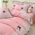 Pink Duvet Cover Queen Size, Ruffle Beddding